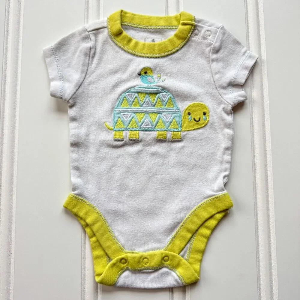 4/$10 - Vintage Old Navy Turtle and Bird Cotton Onesie Bodysuit 0-3 Months
